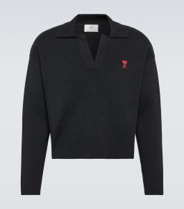 Свитер-поло Ami De Cœur из смесового хлопка Ami Paris, черный