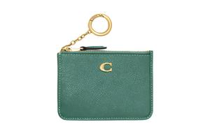 COACH Узкий кожаный чехол для карт с тиснением под кожу миниатюрный женский зеленый