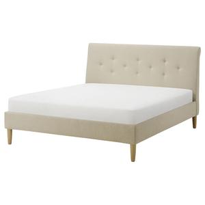 Каркас кровати с мягкой обивкой IDANÄS IKEA, 180x200 см, цвет naggen beige