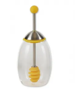 Набор желтых банок для меда из стекла, нержавеющей стали и силикона размером 8 x 8 x 20 см Rsvp International