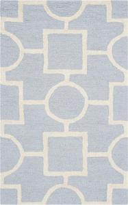 Ковер SAFAVIEH, 77 x 122 см, Cambridge Collection, Light Blue & Ivory, ручной работы из марокканской шерсти, идеален для помещений с высокой проходимостью: прихожая, гостиная, спальня (CAM143A)