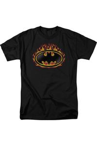 Футболка с коротким рукавом для взрослых Batman Bat Flames Shield Gildan, черный