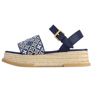 LOUIS VUITTON Женские сандалии Maya на платформе с одним ремешком, синие