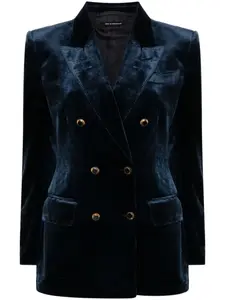 TOM FORD бархатный двубортный блейзер, синий