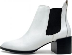 Женские классические эластичные ботинки FOWT Chelsea с широким средним каблуком, круглым носком, для повседневной носки и ходьбы, ботильоны, размер 4-16 US, White