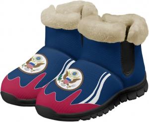 Зимние ботинки с узором флага для женщин, ботильоны на меху, теплые с флисовой подкладкой, на мягкой подошве, противоскользящие Twousenru, American Flag