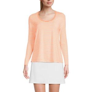 Женская футболка с длинным рукавом и круглым вырезом для эффективных тренировок Lands' End, цвет orange white stripe