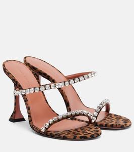 Gigi 95 мюли из леопардовой замши Amina Muaddi, Leopard