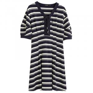 ELLE Женское черное платье с коротким рукавом