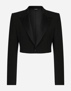 Однобортный шерстяной жакет-спенсер Dolce & Gabbana, черный