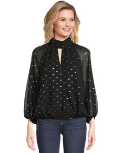 Женская блузка с воротником-стойкой и длинными рукавами Vince Camuto Mock Neck Wrapped, Rich Black