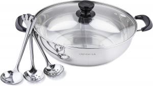 Кастрюля lake tian из нержавеющей стали с разделителем с 3 ложками, 32 см, стальной