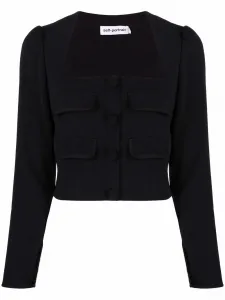 Креповый топ с квадратным вырезом Self-Portrait, черный