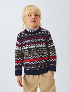 Детский джемпер с геометрическим узором фэр-айл John Lewis, Red / Navy