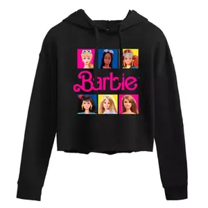 Укороченная толстовка с капюшоном «Портреты кукол» для юниоров Barbie, черный