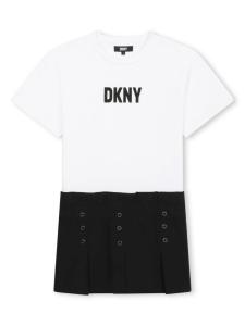 DKNY платье со складками и логотипом, белый