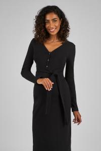 Платье для беременных с отделкой в рубчик и кнопками спереди Jojo Maman Bébé, черный
