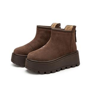Термостойкие устойчивые к истиранию противоскользящие короткие зимние ботинки с эффектом увеличения роста для женщин DAPHNE, коричневый