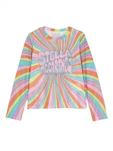 Сетчатая футболка с графичным принтом Stella McCartney Kids, розовый