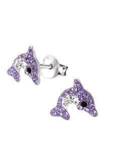 Schmuck23 Серьги в виде дельфина из серебра 925 пробы, фиолетовые