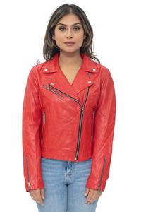Кожаная классическая байкерская куртка brando баку Infinity Leather, красный
