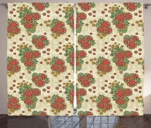 Оранжевая штора в деревенском стиле ABAKUHAUS, цветочная осенняя тема, универсальные ленточные шторы для гостиной с петлями и крючками, 280 x 175 см, цвет оранжевый и оливково-зеленый Abakuhaus