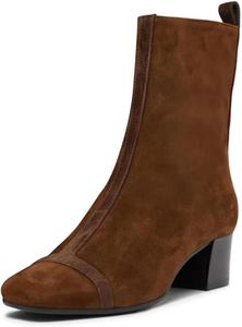 Женские уникальные ботильоны с квадратным носком Miss Left, на низком толстом каблуке, с боковой молнией, модные, для вечеринок и ежедневной носки, размер 4-16 US, Sienna Suede