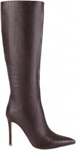 Женские длинные сапоги с тонким каблуком из лакированной кожи, зимние праздничные туфли Generic, V