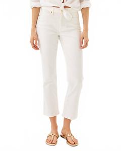 Эннет Высокие укороченные расклешенные джинсы в курортном белом Lilly Pulitzer