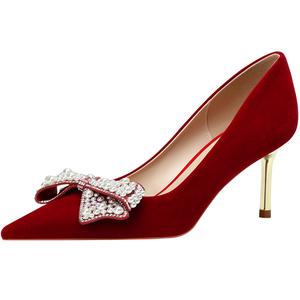 Lan Miao Женские туфли на тонком каблуке, бордовые