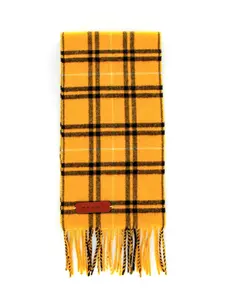 Шерстяной шарф в клетку с бахромой Marni, мультиколор