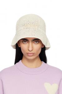 Вязаная шляпа-панама с нашивкой «AMI» белого цвета AMI Paris