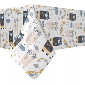 Квадратная скатерть, 100% полиэстер, 54x54 дюйма, мишки, радуги и звезды.