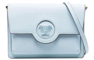 VERSACE Кожаная сумка через плечо женская ледяной голубой