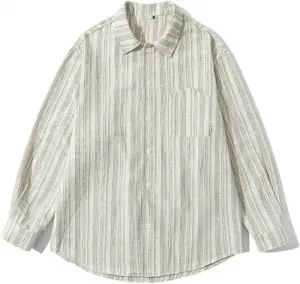 Рубашка с лацканами в японскую полоску, casual, из хлопкового микса DUYHBAWRS