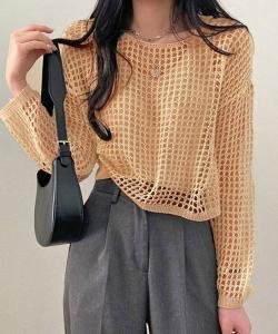 Комплект из двух частей: сетчатый вязаный топ и майка Miniministore, цвет Dark Beige