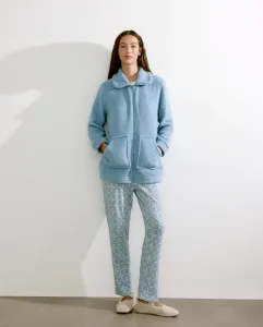 Женский короткий халат с карманами Énfasis, голубой