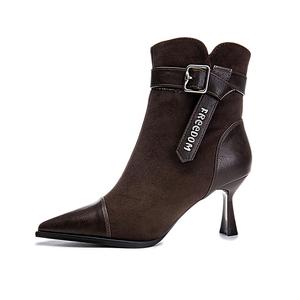 POOQ Черно-коричневые женские ботильоны коричневые, цвет Brown