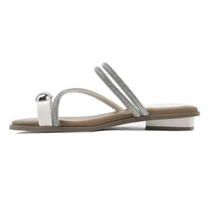 CAMEIDO Тапочки-слайды со стразами, нескользящие, бежевые женские