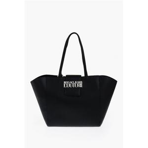 Сумка-тоут JEANS COUTURE из текстурированной искусственной кожи с серебристым оттенком Versace, Black