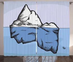 Штора ABAKUHAUS Ледяная гора в деревенском стиле, Лед над водой и под водой, универсальная ленточная штора для гостиной с петлями и крючками, 280 x 225 см, потолочный синий, лазурно-голубой Abakuhaus