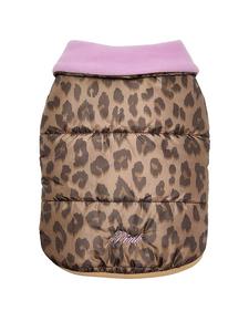 Розовый пуховик для щенка Pink, leopard print