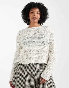 Кремовый топ с длинными рукавами крючком ONLY Curve