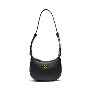 Детская кожаная сумка через плечо в форме полумесяца Pinko, черный