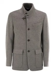 Однобортный пиджак из шерстяной смеси Fay, серый