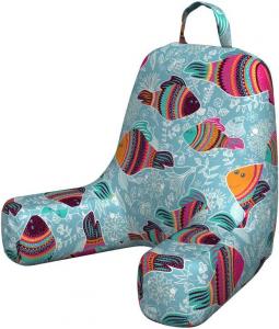 Чехол для подушки для чтения Lunarable Aquarium, с изображением красочных экзотических рыбок в цветовой палитре в стиле 60-х на цветочном фоне, мягкий чехол для кровати без наполнителя, маленький размер, разноцветный., Multicolor