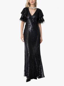 Платье с развевающимися рукавами и блестками Raishma, черный