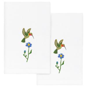 Linum Home Textiles Турецкий хлопок Hada Набор украшенных полотенец для кончиков пальцев из 2 предметов, белый