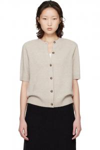 Loulou De Saison Бежевый кашемировый кардиган Jodi с короткими рукавами