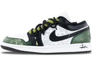 Кроссовки Air Jordan 1 Vintage Basketball Shoes Men Low-top Black/white, зеленый